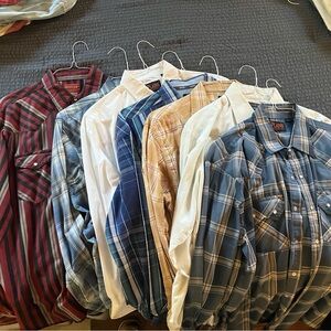 Plaid Button-Down Shirt - Blue and Red